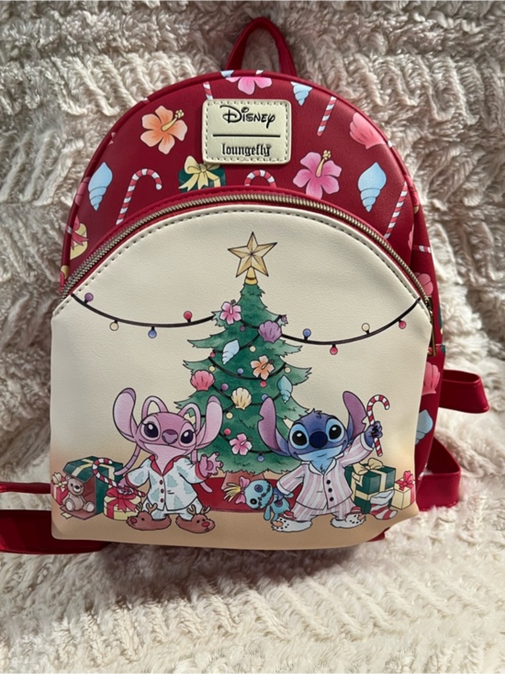 Disney Loungefly Lilo & Stitch Christmas Mini Backpack Holiday Stitch & Angel Pj